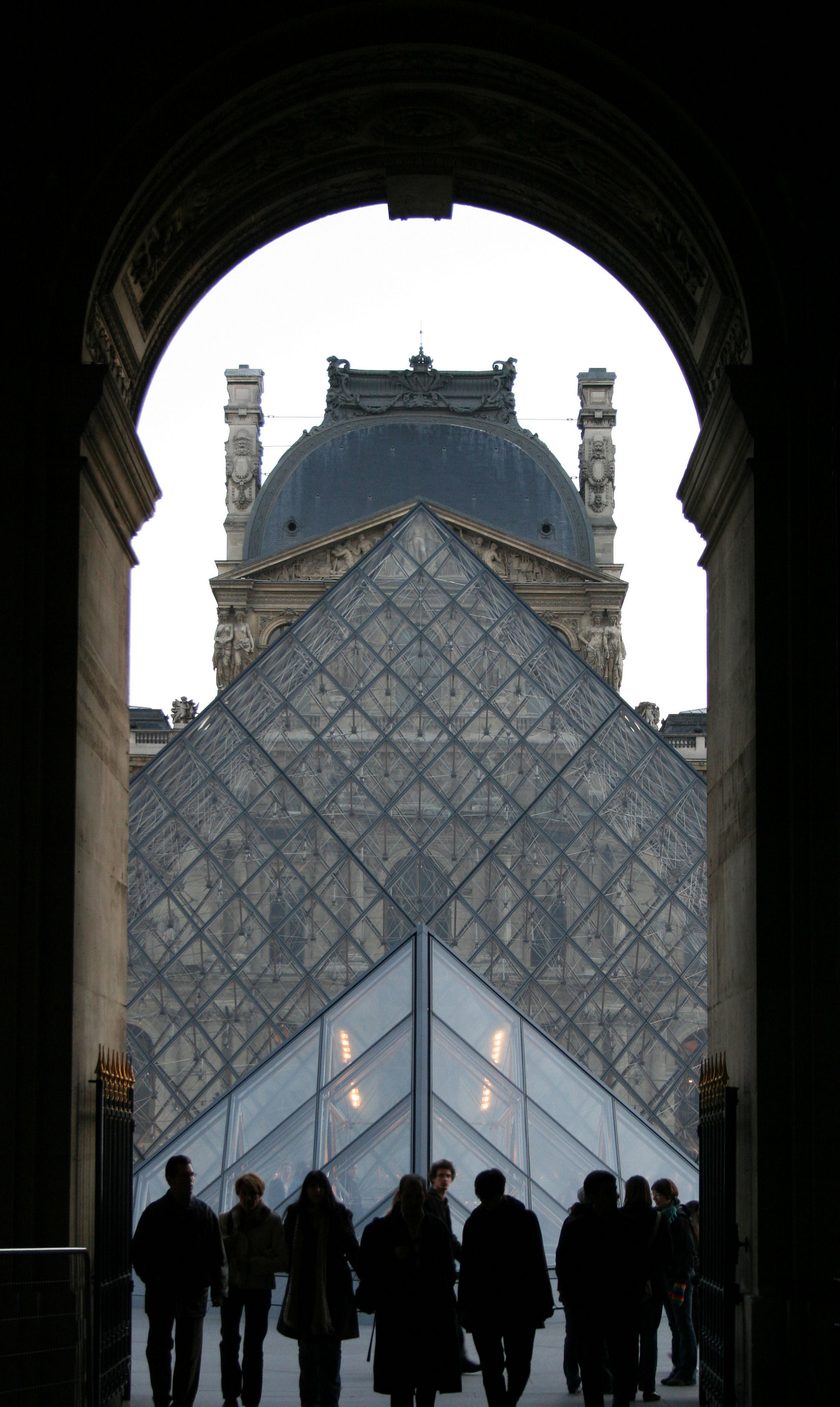 Louvre pyramids viewed from passage
